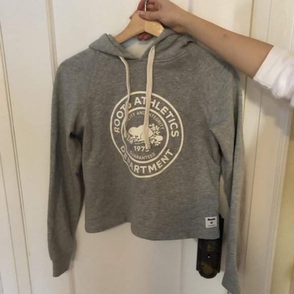 Roots Cropped Grey Hoodie (new without tags - never worn) - Picture 1 of 3